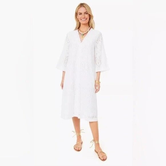 Tuckernuck Dresses & Skirts - Tuckernuck Provincial Eyelet Cote D’Azur Caftan Dress Button Size Medium H14892